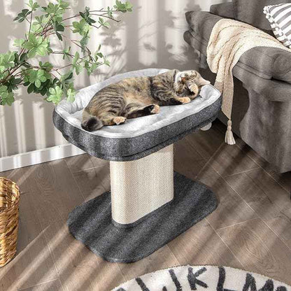 Tangkula Cat Tree for Indoor Cats, 2-Tier Cat Tower with Top Perch & Sisal Scratching Panel & Jingling Fur Ball Toy, Cozy Cat Bed with Scratching Post, Modern Small Kitten Activity Center (Grey)