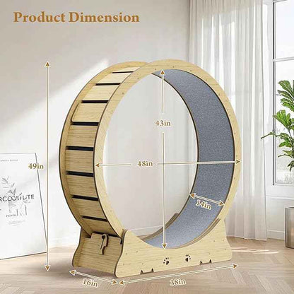 Large Cat Exercise Wheel, Quiet 48" Cat Treadmill for Indoor Cats, Running Wheel with Carpeted Runway & Stability Base, Ideal for Multiple Cats & Large Breeds for Fitness & Active Play