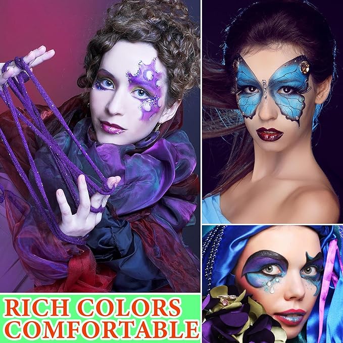 8 Pcs Glow in the Dark Face Body Paint,Blacklight Neon Face & Body Paints,Easily Cleanable Paint Set Neon Makeup Glow in the Dark Party Supplies A
