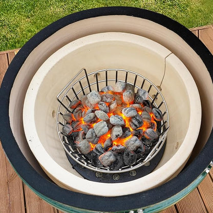 onlyfire Charcoal Ash Basket Fits Medium Big Green Egg, Stainless Steel Charcoal Holder with Handles, Grilling Accessories for Better Airflow