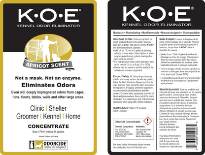 Odorcide K.O.E. Apricot Odor Eliminator 16 oz for Strong Odor for Cages, Runs & More – Home & Kennel w/Safe, Non-Enzymatic Formula