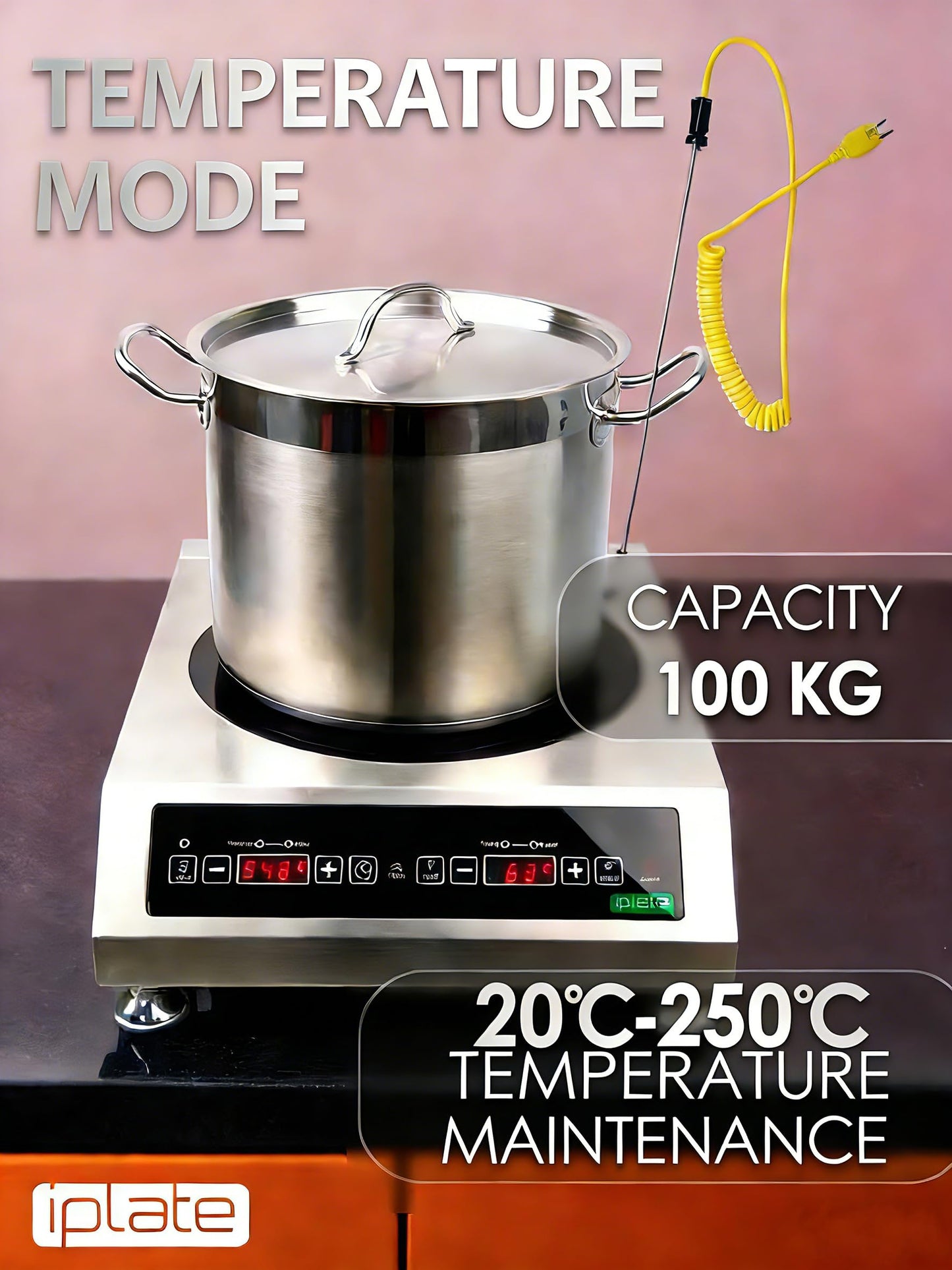 Glimstone 1800W Commercial Induction Cooktop & Countertop Burner with External Temp Probe, Heavy Duty Hot Plate, 100lb Weight Capacity, Temperature Adjustment for Home, Canning, Brewing & Restaurant