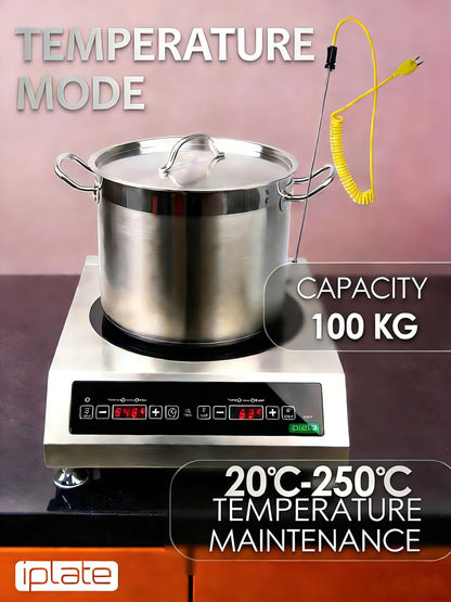 Glimstone 1800W Commercial Induction Cooktop & Countertop Burner with External Temp Probe, Heavy Duty Hot Plate, 100lb Weight Capacity, Temperature Adjustment for Home, Canning, Brewing & Restaurant