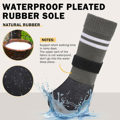 SCENEREAL Anti Slip Dog Boots & Paw Protectors for Hardwood Floor, Extended Dog Socks to Prevent Licking Paws, Waterproof Pet Snow Rain Shoe for Winter Large Senior Dogs, Grey L
