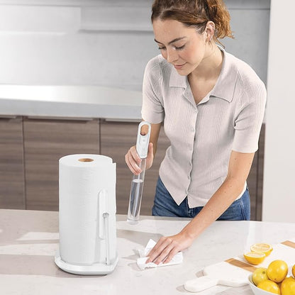 simplehuman Standing Paper Towel Holder with Spray Pump, White Stainless Steel