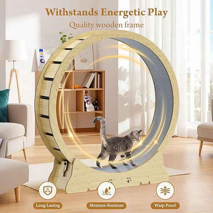 Large Cat Exercise Wheel, Quiet 48" Cat Treadmill for Indoor Cats, Running Wheel with Carpeted Runway & Stability Base, Ideal for Multiple Cats & Large Breeds for Fitness & Active Play