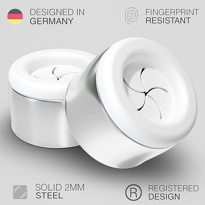 Set of 4 Premium Towel Holders for Bathroom, Kitchen and Household - Stainless Steel Tea Towel Holder - Towel Hook Round - Self-Adhesive - No Drilling (White)
