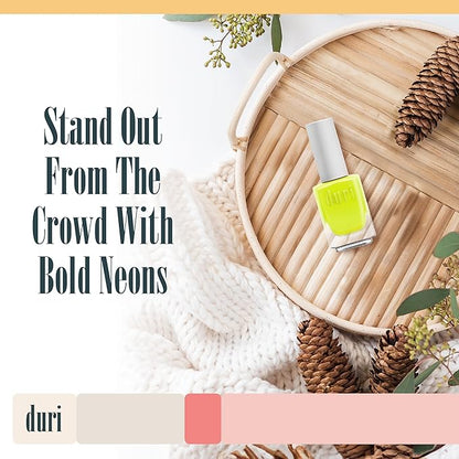 duri 158N Atomic - Neon Yellow Nail Polish, Mate Finish, Quick Drying, 0.45 Fl Oz