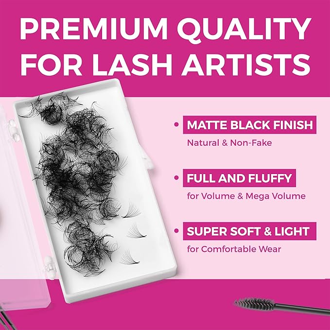 Eyesy Lash 500 Promade Fans - Volume Premade Lash Fans for Eyelash Extensions Pointy Base Handmade Loose Pre Made Eyelashes Middle Stem Soft and Lightweight (8D 0.05 C 11mm)