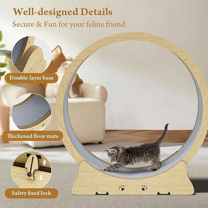Large Cat Exercise Wheel, Quiet 48" Cat Treadmill for Indoor Cats, Running Wheel with Carpeted Runway & Stability Base, Ideal for Multiple Cats & Large Breeds for Fitness & Active Play