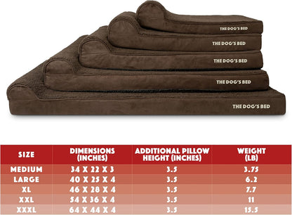 The Dog’s Bed Orthopedic Headrest Dog Bed XXXL Brown Plush 64x44, Memory Foam, Pain Relief for Arthritis, Hip & Elbow Dysplasia, Post Surgery, Lameness, Veterinary Approved, Waterproof Washable Cover