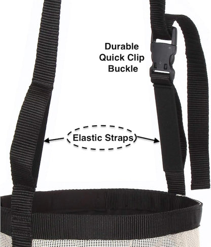 Majestic Ally Horse Feed Bag, Heavy Duty Nylon Mesh Grain Feed Bag, Adjustable Strap with Durable Snap and Elastic Straps, Comfort Neck Pad and Nose Pad- Large (Full, Beige)