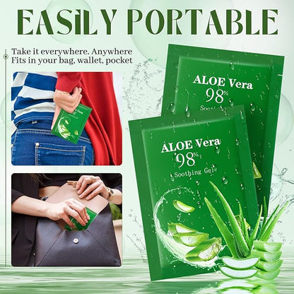 60 Pcs Travel Size Aloe Vera Gel 98% Organic After Sun Moisturizer for Face, Body, Soothing Hydrating Lotion Bulk for Winter Vacation, Guests Skin Care Gifts