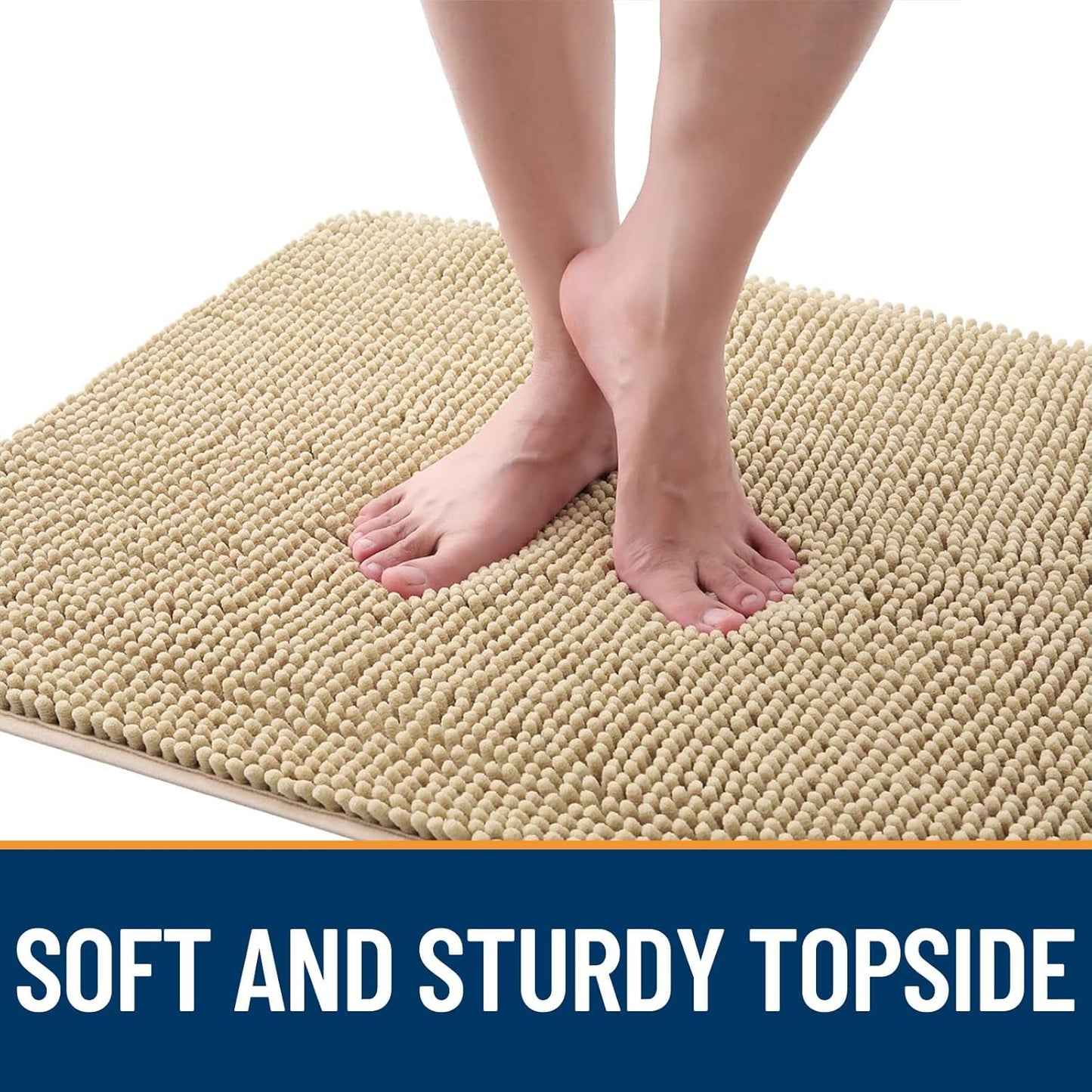 OLANLY Dog Door Mat for Muddy Paws 47x20, Absorbs Moisture and Dirt, Absorbent Non-Slip Washable Doormat, Quick Dry Chenille Mud Mat for Dogs, Entry Indoor Entryway Carpet for Inside Floor, Beige
