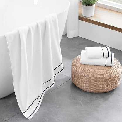 Tommy Hilfiger - Bath Towels, 100% Soft & Absorbent Plush Cotton with Zero Twist Constructions, Quick Dry and Medium Weight Bathroom Towels (Legacy White, 6 Piece)
