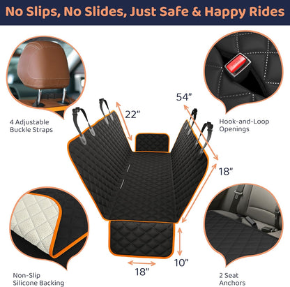 Dog Car Seat Cover for Back Seat, Waterproof Hammock for Car, SUV & Truck, Non-Slip Backseat Cover for Dogs, Heavy-Duty Dog Hammock Style Seat Protector Pets, Easy to Install & Clean