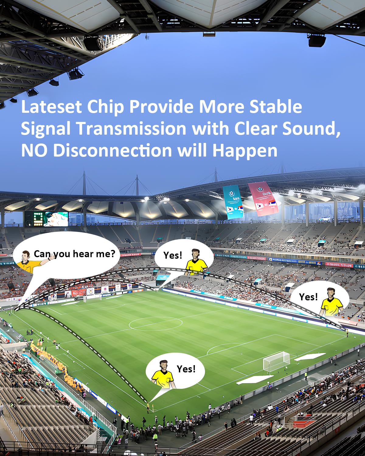 Maxquall Referee Headset 3 People Talk Same Time Football Soccer Wireless Arbitro Communication System-Latest Chip-Newly Designe