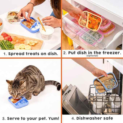 Awoo Sardina - Silicone Dog & Cat Lick Mat + Slow Feeder with Suction Cups - Non-Slip, Dishwasher Safe Pet Dish - Extends Mealtime for Fast Eaters & Reduces Anxiety - for Wet & Dry Food (Cobalt)