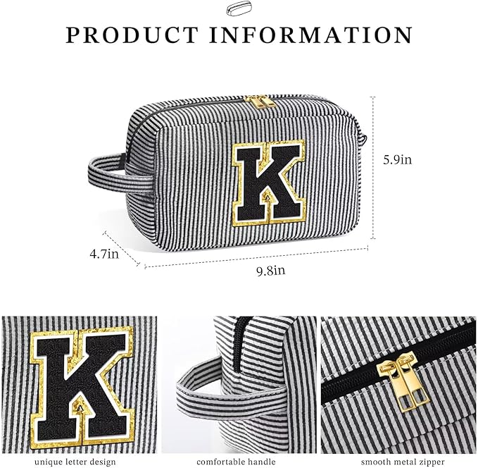 YOOLIFE Gifts for Grandma - Personalized Birthday Gifts for Grandma, Initial Makeup Bag, Monogram Make Up Bag for Women N