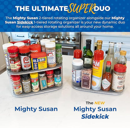 Mighty Susan Sidekick Steel-Reinforced Rotating Cabinet Organizer - Rectangular Turntable for Tall Bottles & Bulk Storage - Holds Up to 30 lbs with Non-Slip Mat - Perfect for Kitchen and Pantry