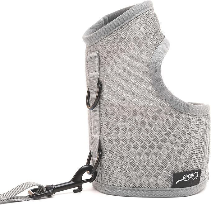 Kitty Harness and Leash for Walking Escape Proof Breathable Mesh Fabric, Solid Grey, Small, Adjustable Cat Walking Jackets, Padded Stylish Cat Vest
