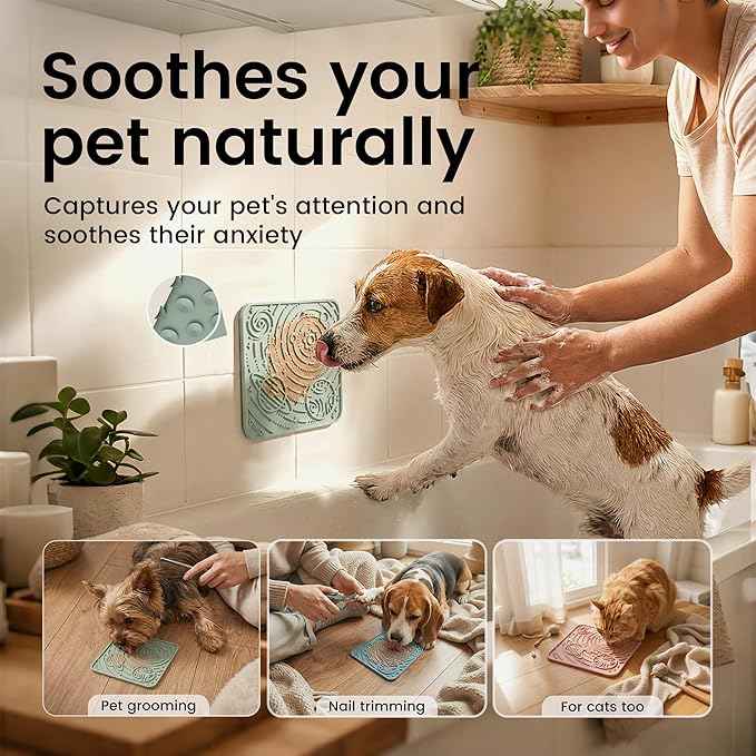 OHMO Lick Mat for Dogs and Cats(Small, Camo&Light Green, 2pcs) Enrichment Accessories Toy Space Star Easy Clean Pet Slow Feeder/Suction Cups, Licking Pad for Anxiety Relief and Boredom Reduction