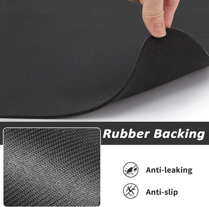 Dog Food Mat - Absorbent Cat Mat for Food and Water, No Stains Pet Feeding Bowl Mat, Easy to Clean Pet Placemats, Quick Dry Dog Water Dispenser Mat for Messy Drinkers | Paw Black 24"x 36"