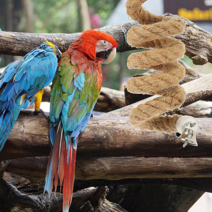 Parrot Toys Bird Spiral Rope Perch Jute Parrot Swing Climbing Standing Toys Chewing Toys Bungee Bird Toys 1m Parakeet Toys