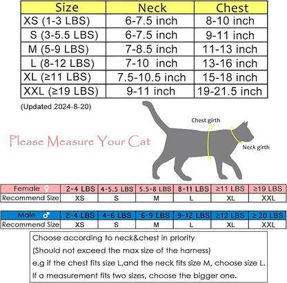 Cat Harness and Leash for Walking Escape Proof, Adjustable Cat Walking Jackets, Padded Stylish Cat Vest Polka Dot Pink, Large