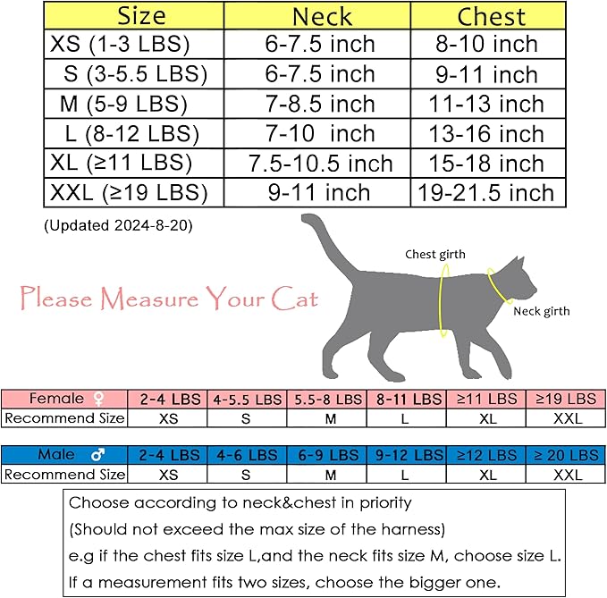 Cat Harness and Leash for Walking Escape Proof, Adjustable Cat Vest Harness, Padded Stylish Cat Walking Jackets, Pink Plaid, Large