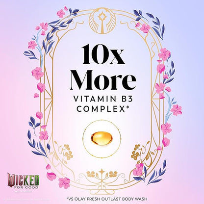Olay Body Wash for Women, Couldn't Be Lovelier Glinda's Edition, Intensely Hydrating & Renewing, Pro-Hyaluronic Acid Serum with Vitamin B3, For All Skin Types, Raspberry & Bubbles Scent, 20 fl oz