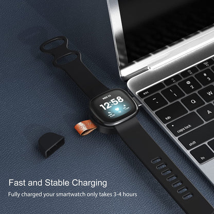 Hkhyoo Charger For Fitbit Versa 3 & Fitbit Sense,Portable Travel Replacement Usb Charging Dock For Fitbit Watch, Magnetic Wirele