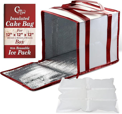 Cakebon 12-Inch Insulated Cake Bag with Ice Pack Sheets – Premium Cooling Solution for Cakes, Pastries & Cupcakes – Durable, Reusable, Moisture-Proof Design for Bakers & Food Deliveries (1-pack)