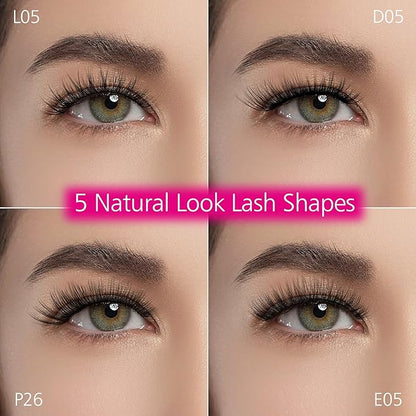 Eliace Luxurious 50 Pairs 5 Styles Cat Eye Lashes Wispy False Eyelashes Natural look 3D Mink Lashes Fake Eyelashes Kit, Thin Soft Band Comfortable Fluffy Volume Cross Strip Lash, with Lash Tweezers