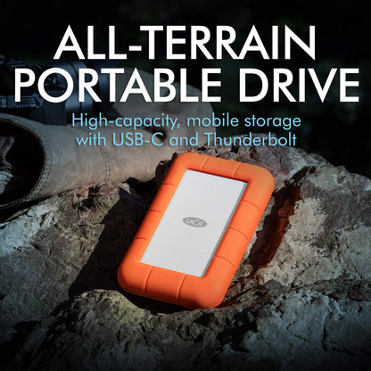 Lacie Rugged Thunderbolt Usb-C 2Tb External Hard Drive Portable Hdd - Usb 3.0 Compatible, Drop Shock Dust Water Resistant, Mac A