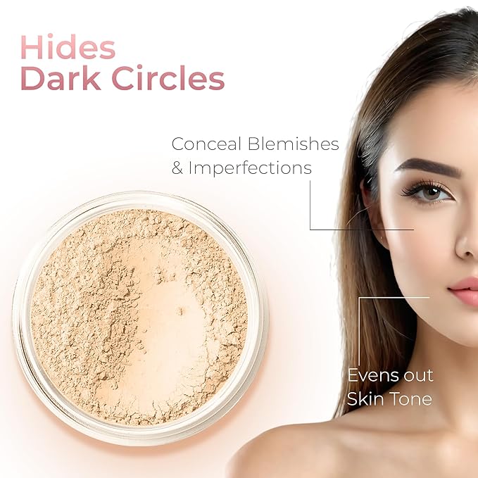 6pc FULL SIZE KIT KABUKI & KABAGGIE Tote Mineral Makeup Set Matte Foundation Bare Face Sheer Powder Cover (Light)