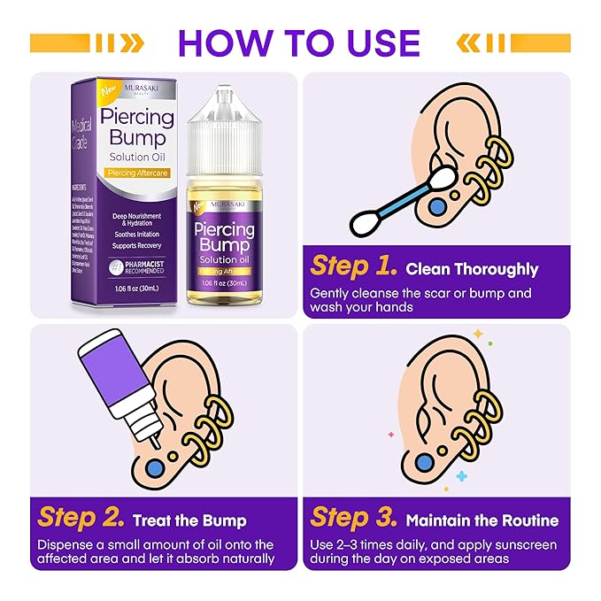 MURASAKI BEAUTY Piercing Bump Solution Oil, 1.06 fl oz, Aftercare Treatment