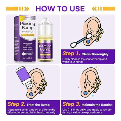 MURASAKI BEAUTY Piercing Bump Solution Oil, 1.06 fl oz, Aftercare Treatment