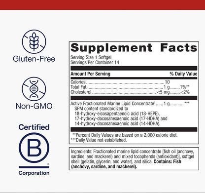 Metagenics SPM Active One Daily Supplement - Next Generation Omega Fish Oil with Pro Resolving Mediators for Joint Soreness & Soothing Relief* - Sustainably Sourced - Gluten-Free - 14 Softgels