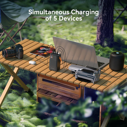 Power Bank 72000Mah Power Station, 130W Fast Charging, Portable Outdoor Generator With Smart Digital Display, Retractable Lighti
