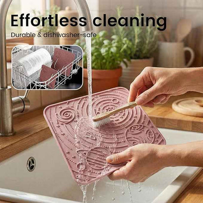 OHMO Lick Mat for Dogs and Cats(Large, Mars&Coral, 2pcs) Enrichment Accessories Toy Space Star Easy Clean Pet Slow Feeder/Suction Cups, Licking Pad for Anxiety Relief and Boredom Reduction