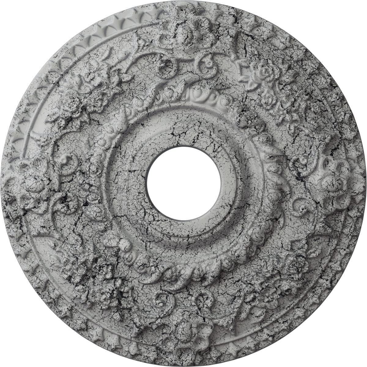 Ekena Millwork Cm18Rouwc Rose Ceiling Medallion, Ultra Pure White Crackle
