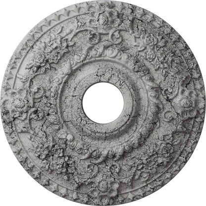 Ekena Millwork Cm18Rouwc Rose Ceiling Medallion, Ultra Pure White Crackle