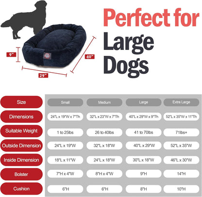 Majestic Pet 40 Inch Micro Velvet Calming Dog Bed Washable 40x29x9 (inch) – Cozy Soft Round Donut Dog Bed with Spine for Head Support - Pet Bed Large – Navy (2025)