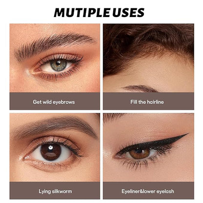 2 Pack Eyebrow Pen, Waterproof Microblading Eyebrow Pencil, 4 Tip Precise Eye Brow Makeup Pen for Women to Effortlessly Create Hair Like Natural Brows, Non Dry Out and Last All Day (Medium Brown)
