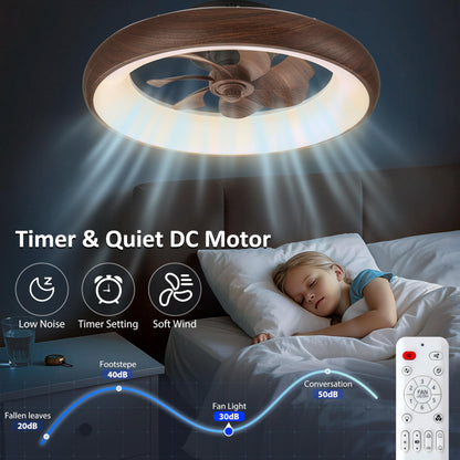 Low Profile Ceiling Fans With Lights, Dimmable Smart Rgb Ceiling Fan With Alexa/Google Assistant/App/Remote Control, 6-Speeds Re