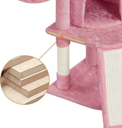 Topeakmart 42in Cat Tree Tower for Indoor Cats, Cat Condo with Perch & Hammock, Activity Center, Multi-Level Cat Furniture with Scratching Posts, Cat House, Pink