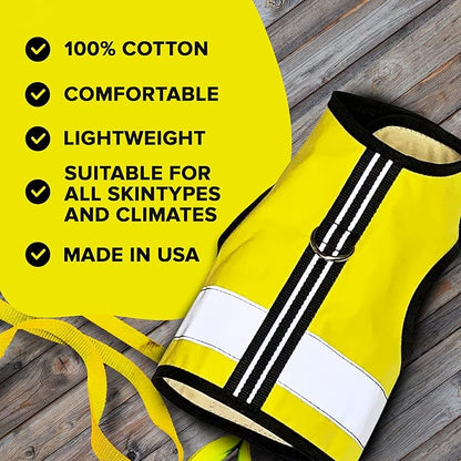 Kitty Holster Reflective Cat Harness – High-Visibility Cat Harness for Travel, Day and Night Walking - Soft Cotton Cat Accessories, Breathable, Secure & Washable, Made in USA - Sunshine Yellow, XS