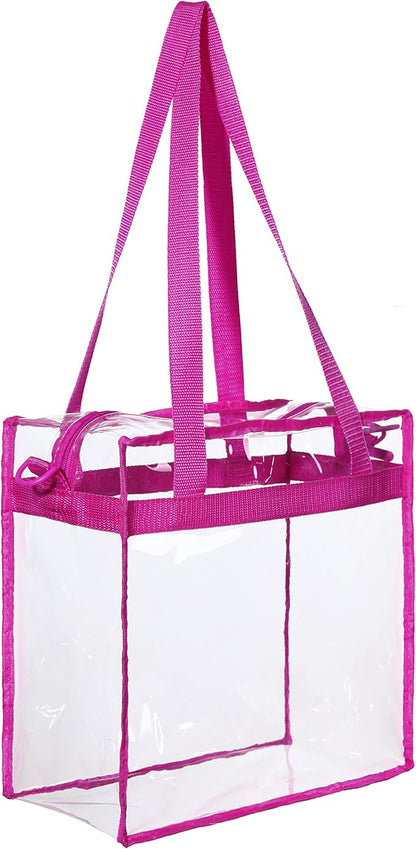 BAGAIL Clear Bags 12x6x12 Stadium Approved Clear Tote Bag with Zipper Closure Crossbody Shoulder Bag with Adjustable Strap