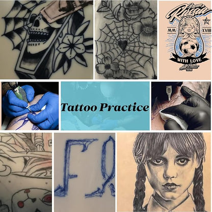 10Pcs Fake Skin for Tattoo - Worldget Tattoo Practice Skin 7.4"x5.6", Double Sided 3MM Silicone Tattoo Skins for Beginners and Professional Tattoo Artists
